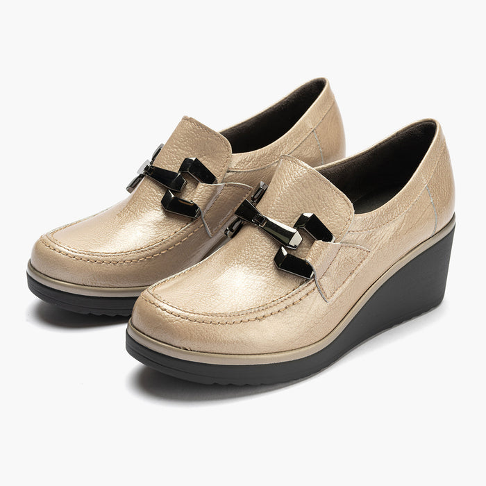 pitillos Zapato Abotinado en Charol mujer color piedra Outlet online
