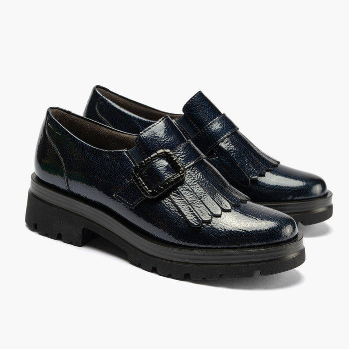 pitillos Zapato Abotinado en Charol de mujer color marino Ventas relámpago
