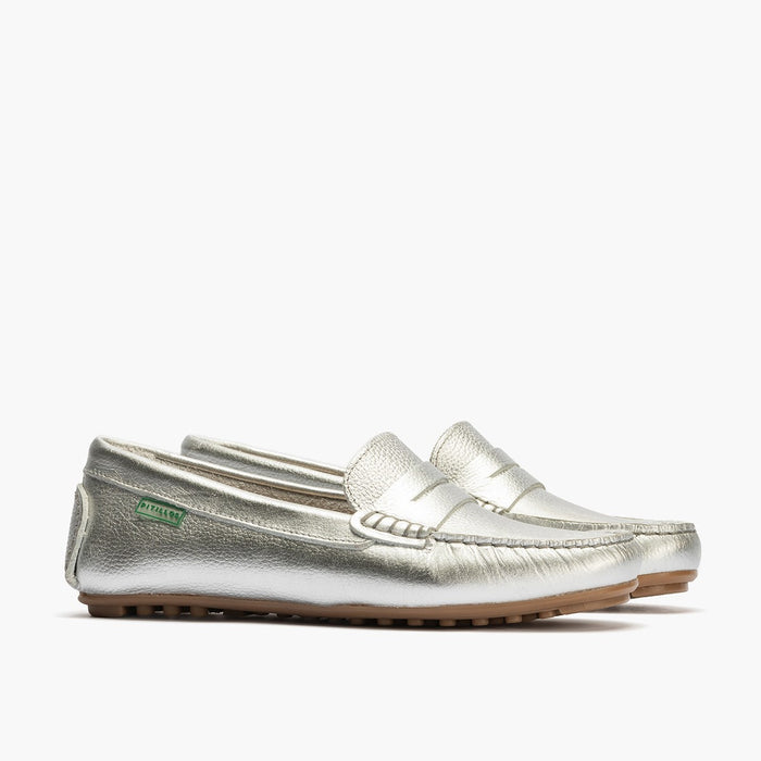 pitillos Mocasines de mujer en ante con antifaz y suela de goma PLATA Rebajas online