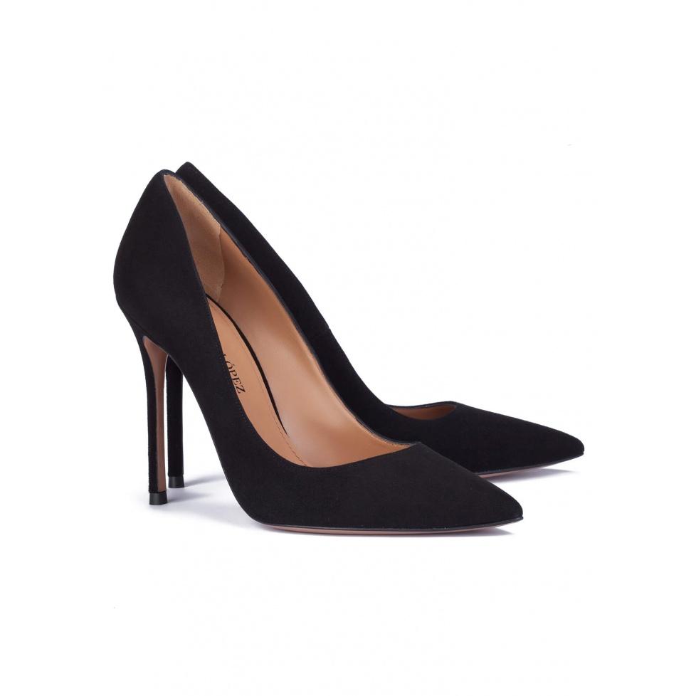 pura lópez Zapatos de salón con tacón alto en ante negro Descuento