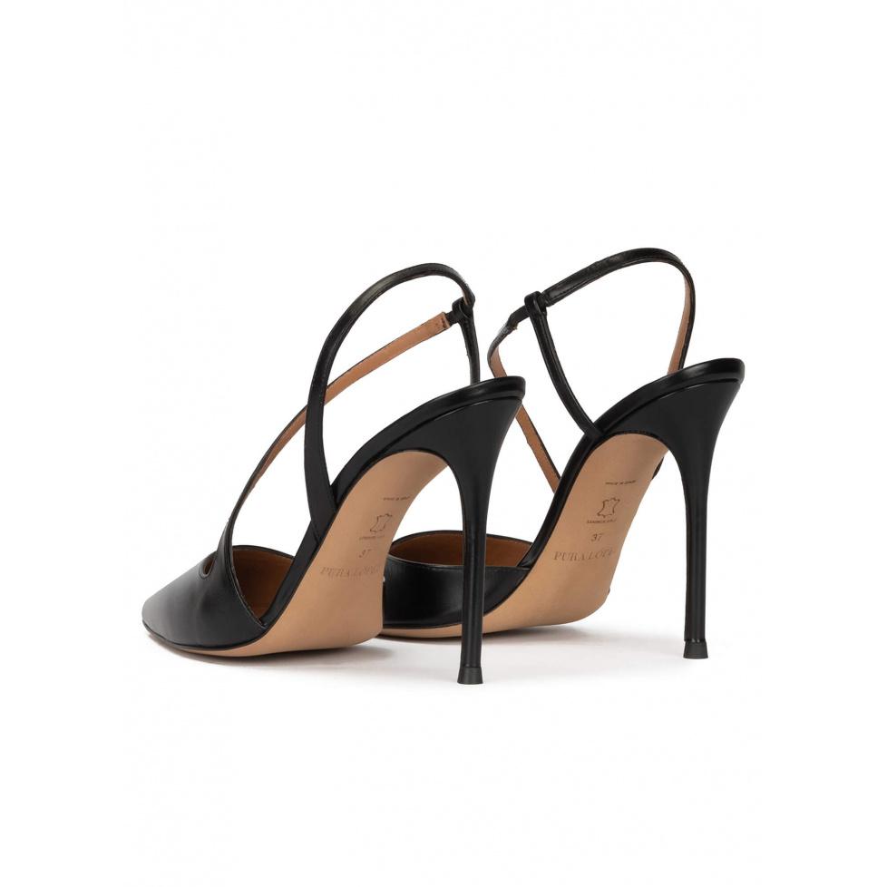 pura lópez Zapatos destalonados de punta afilada y tacón alto en piel color negro Mejor oferta