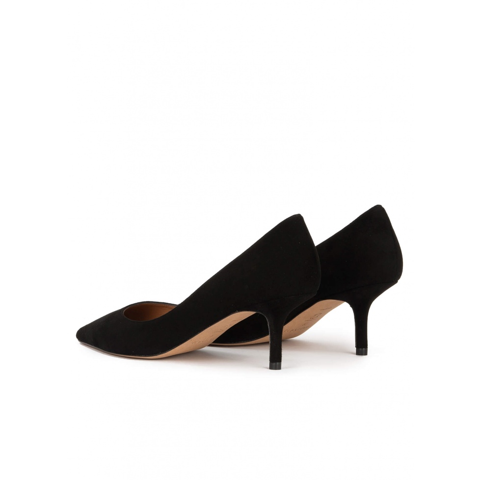 pura lópez Zapatos negros de tacón medio en ante Solo hoy