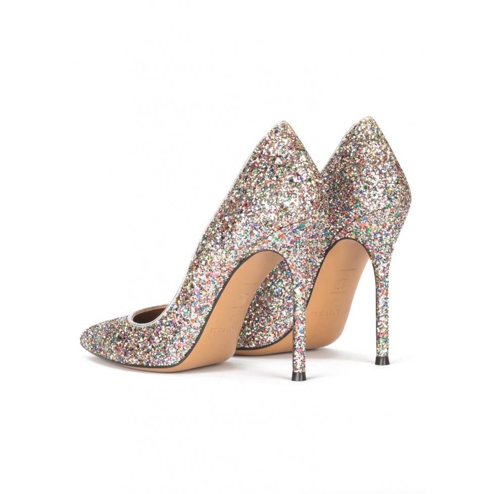 pura lópez Zapatos de salón con tacón alto en glitter multicolor Descuento por venta flash