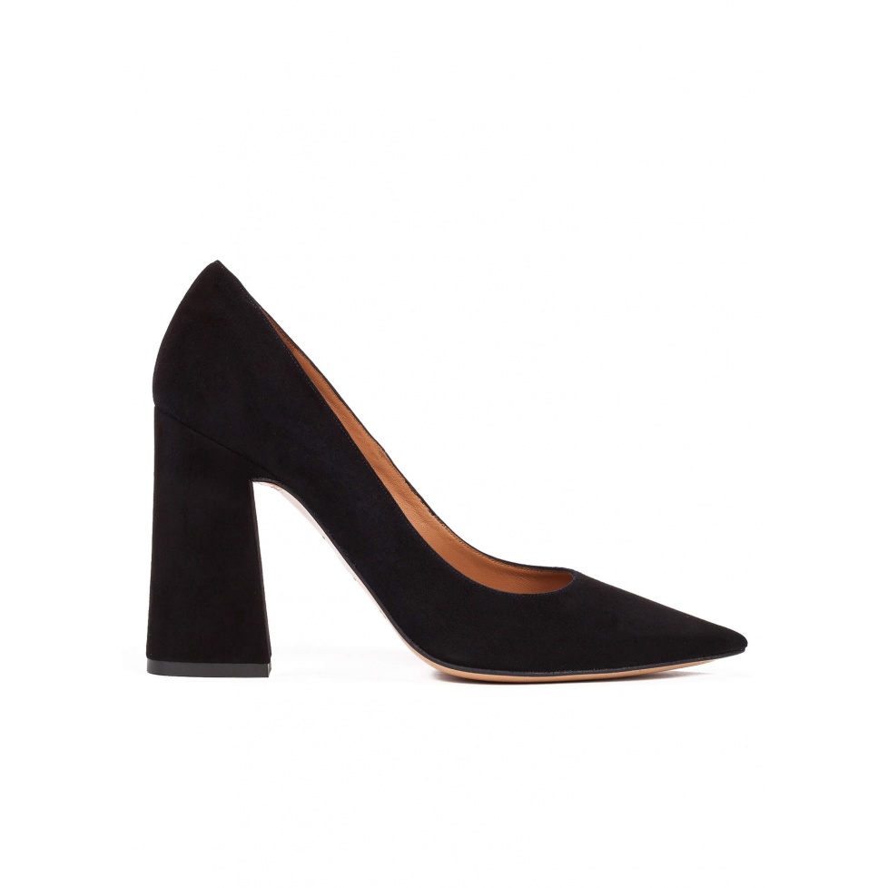 pura lópez Zapatos de salón de tacón alto en ante negro Tienda de fábrica