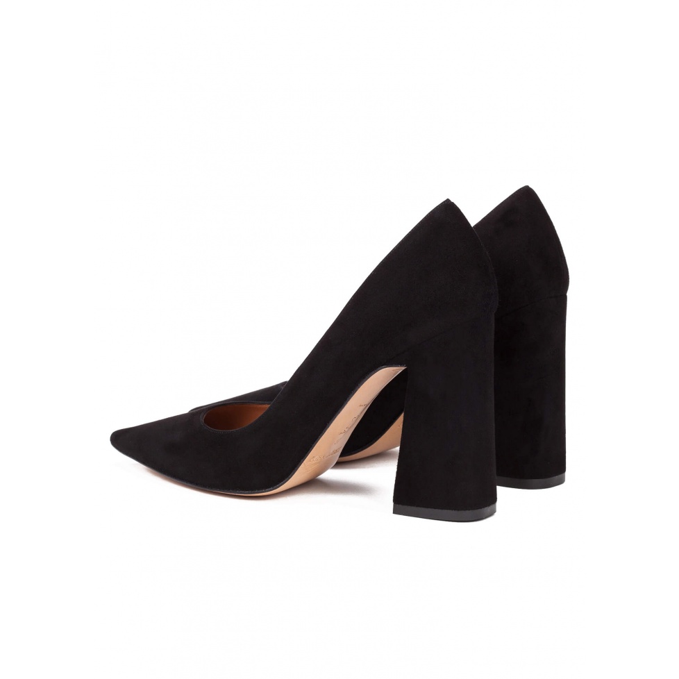 pura lópez Zapatos de salón de tacón alto en ante negro Tienda de fábrica