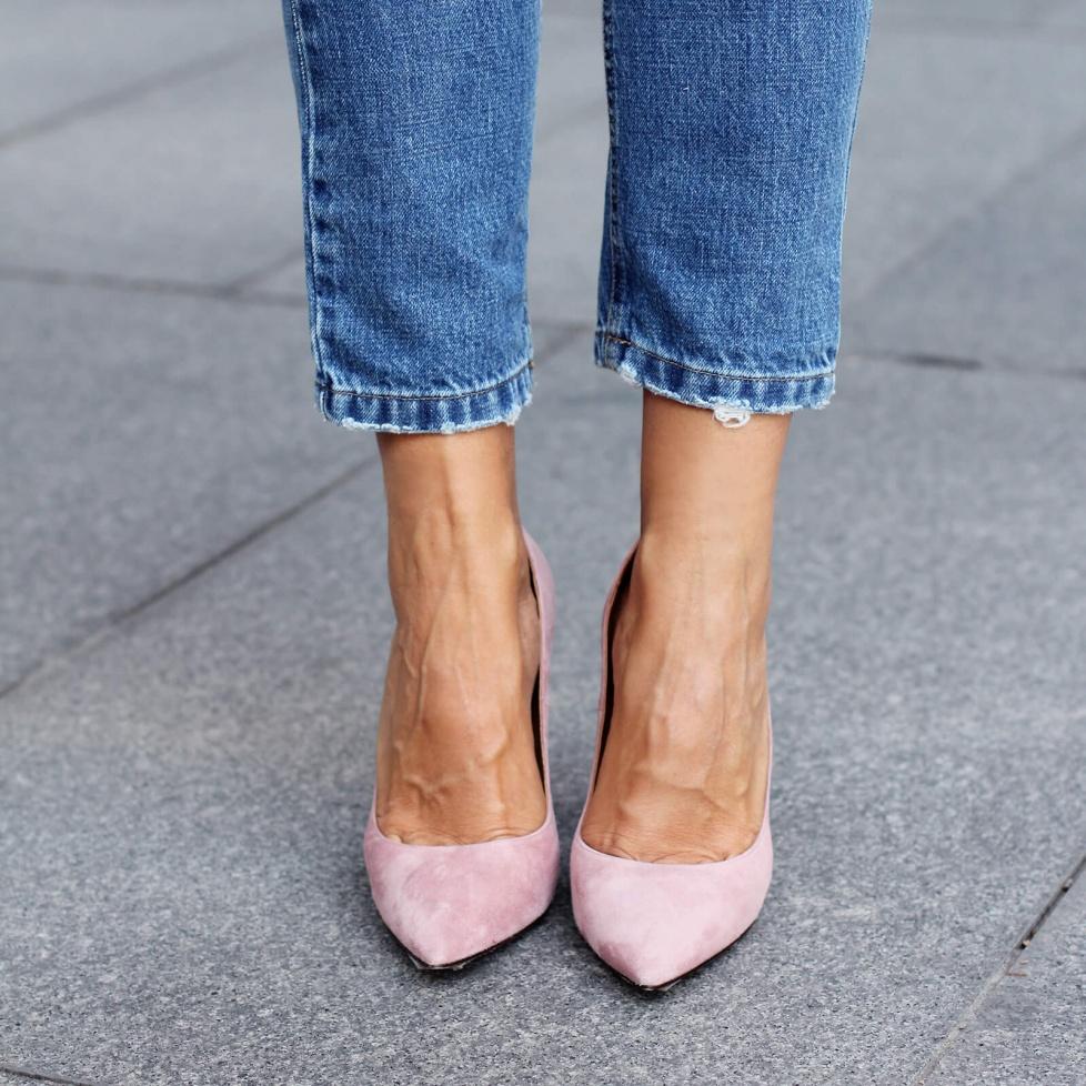pura lópez Zapatos de salón de tacón alto en ante rosa Limitado a 3 días