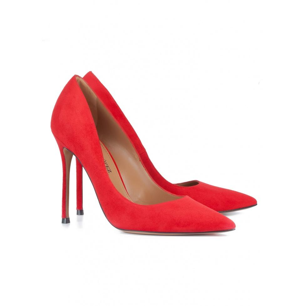 pura lópez Stilettos realizados en ante rojo Oferta especial