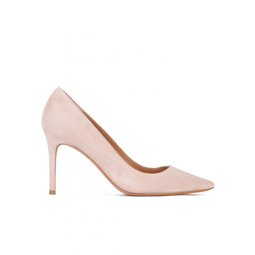 pura lópez Zapatos de tacón de 90mm y punta fina en ante nude Superdescuento