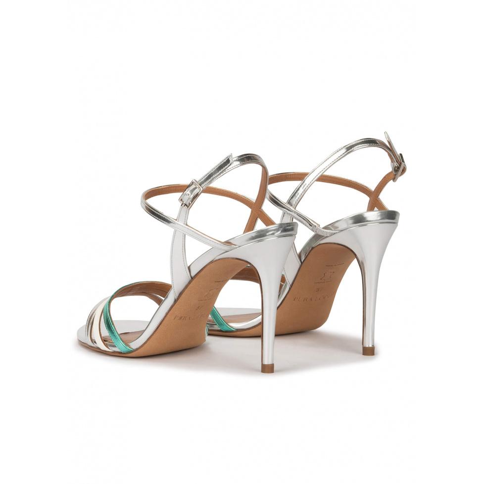 pura lópez Sandalias multicolor alto fino en piel metalizada Último día