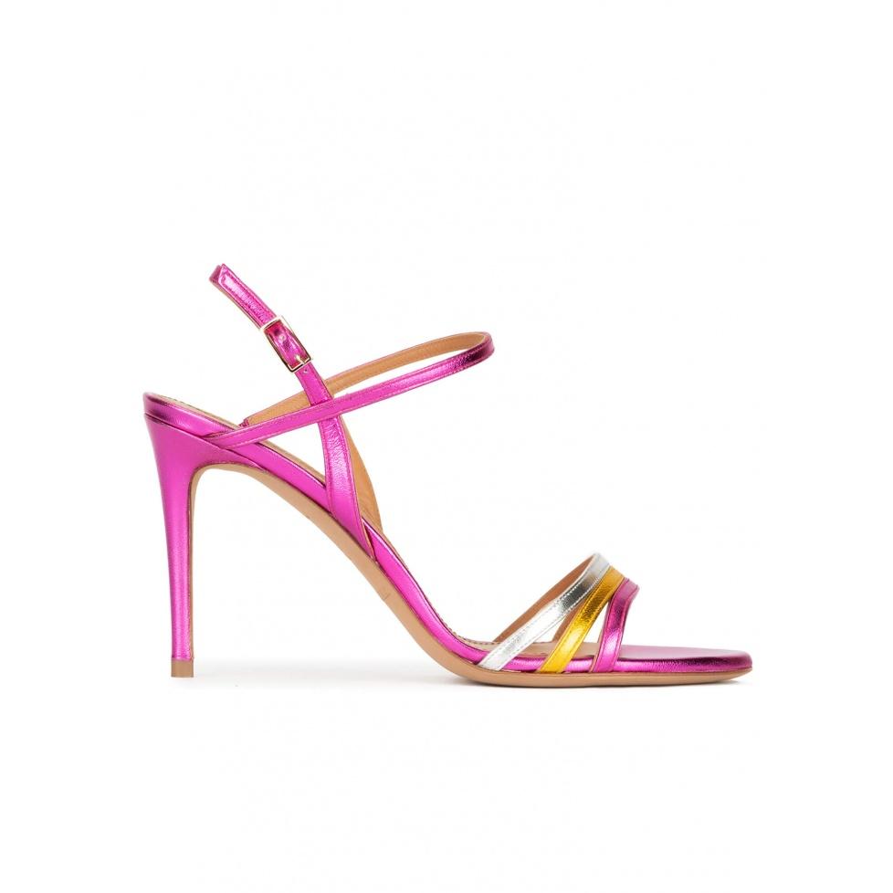 pura lópez Sandalias metalizadas multicolor con tacón alto Precio de fábrica