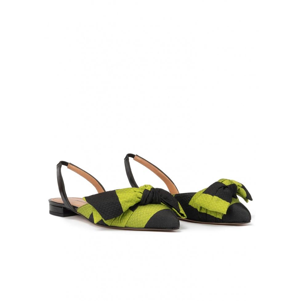 pura lópez Zapatos planos destalonados de punta fina en tejido verde y negro Liquidación