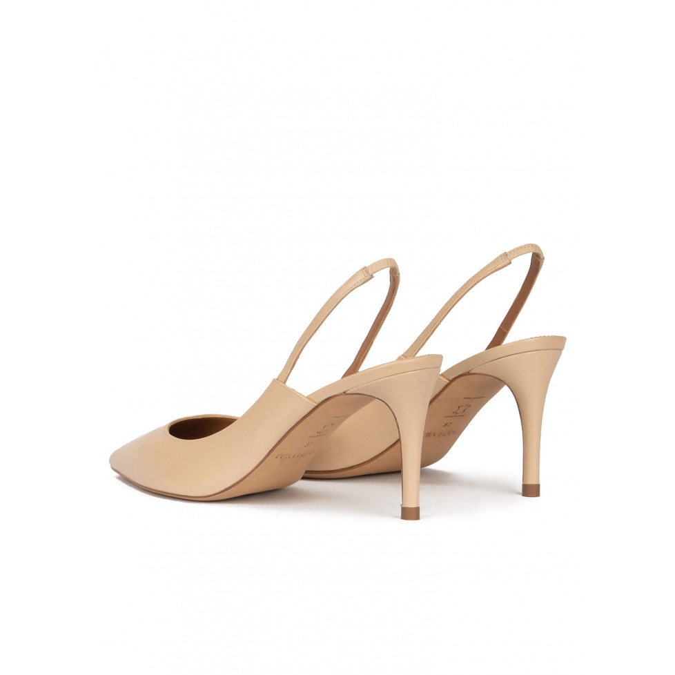 pura lópez Zapatos destalonados de tacón medio en piel beige Envío gratis