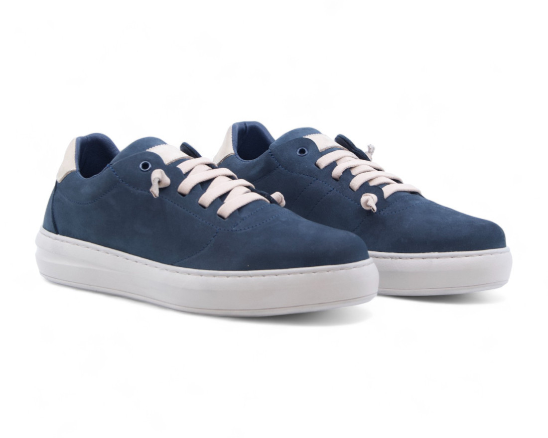 raquel perez Zapatilla Maxwell Piel Marino Beige Hombre En línea