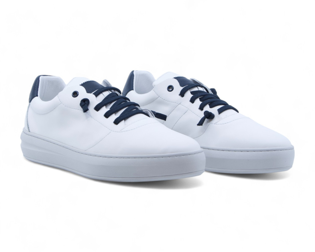 raquel perez Zapatilla Maxwell Piel Blanco Marino Hombre Outlet