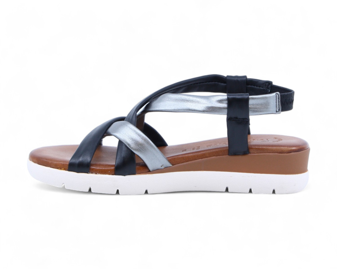 raquel perez Sandalia Carmesi 02 Negro Plomo Mujer Tienda