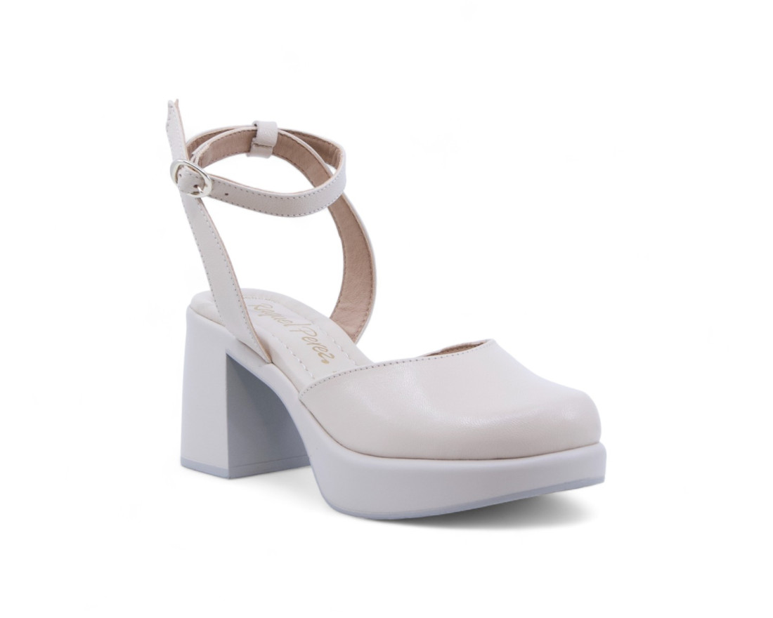 raquel perez Zapato Tacón Pirineos 04 Beige Mujer Los más vendidos
