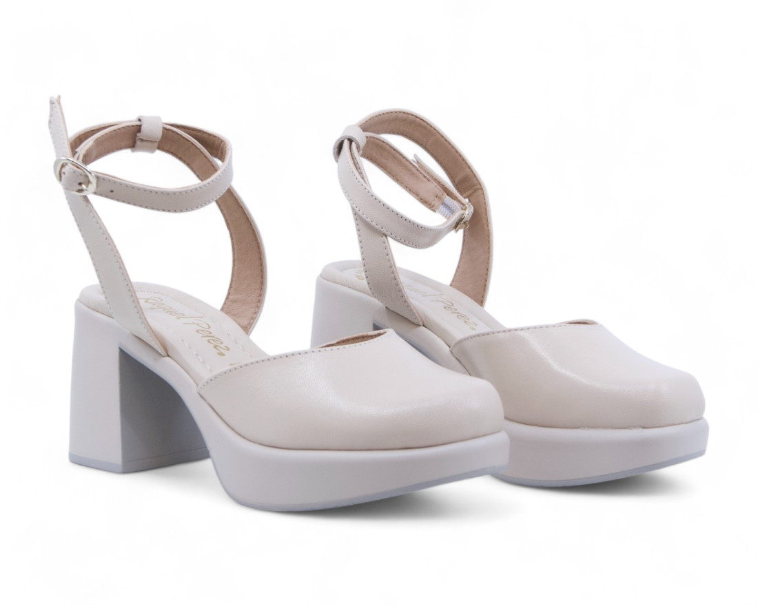 raquel perez Zapato Tacón Pirineos 04 Beige Mujer Los más vendidos