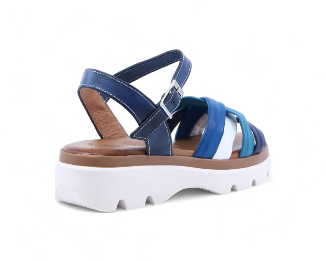 raquel perez Sandalia Dalton 02 Marino Celeste Blanco Mujer En oferta