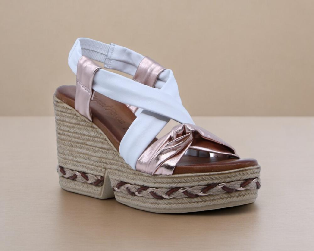 raquel perez Sandalia Cuña Mistela 02 Magnesio Blanco Mujer Ofertas especiales