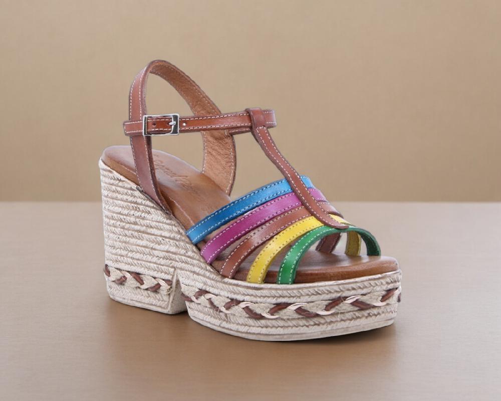 raquel perez Sandalia Cuña Mizuno 02 Cuero Multicolor Mujer 2025