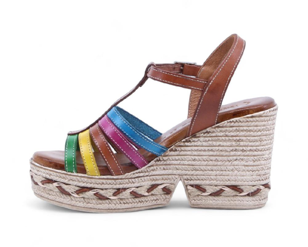 raquel perez Sandalia Cuña Mizuno 02 Cuero Multicolor Mujer 2025