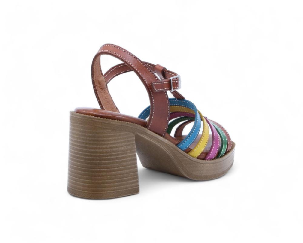 raquel perez Sandalia Tacón Tavina 02 Cuero Multicolor Mujer Gran oferta