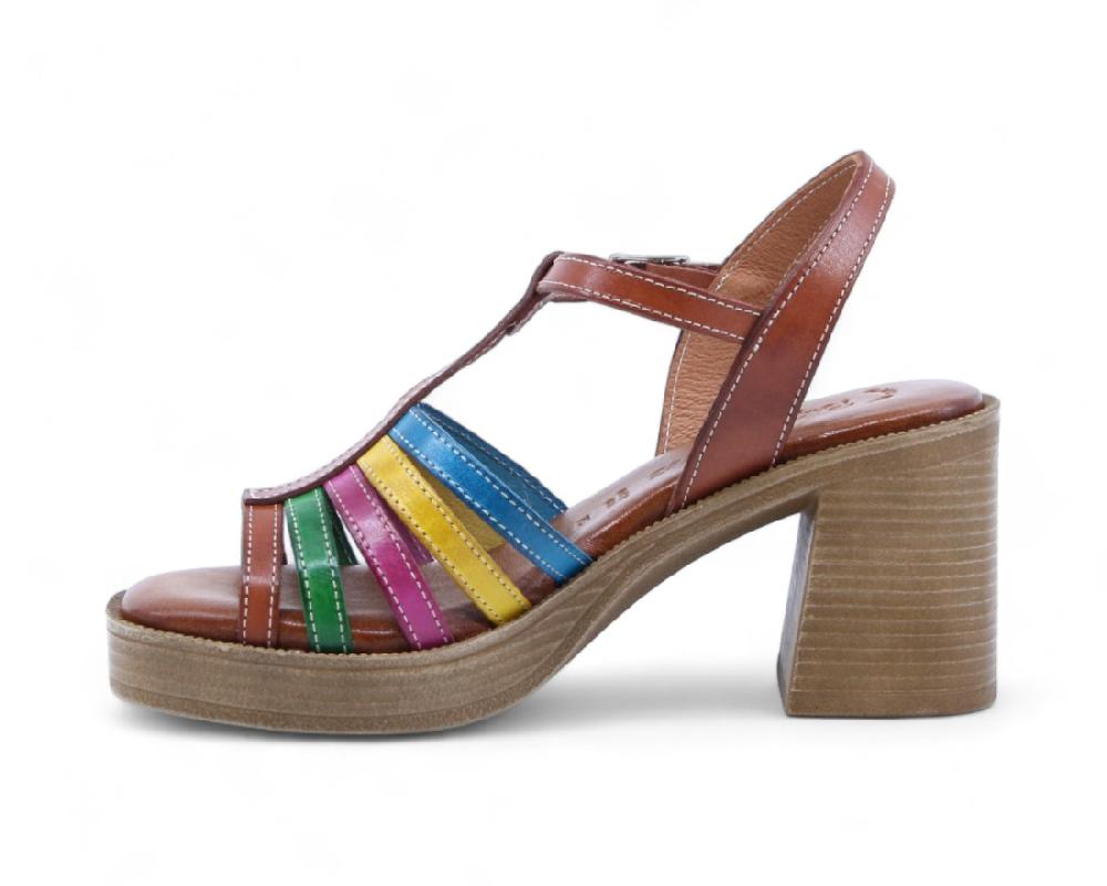 raquel perez Sandalia Tacón Tavina 02 Cuero Multicolor Mujer Gran oferta