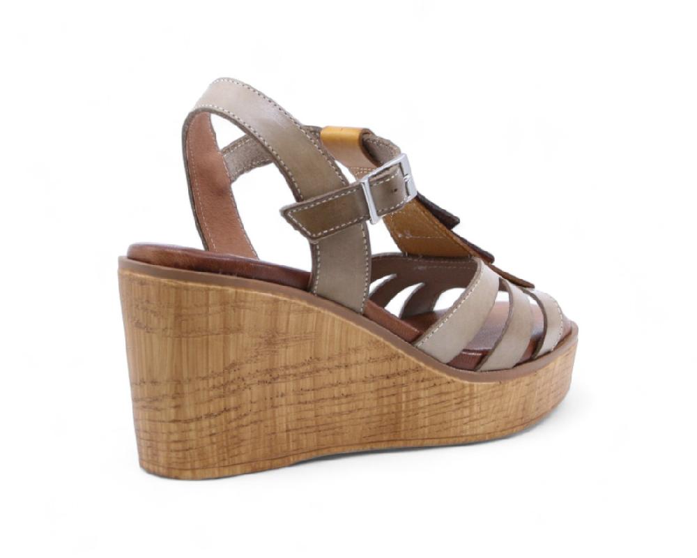 raquel perez Sandalia Cuña Montecarlo 02 Taupe Mujer Precio de fábrica