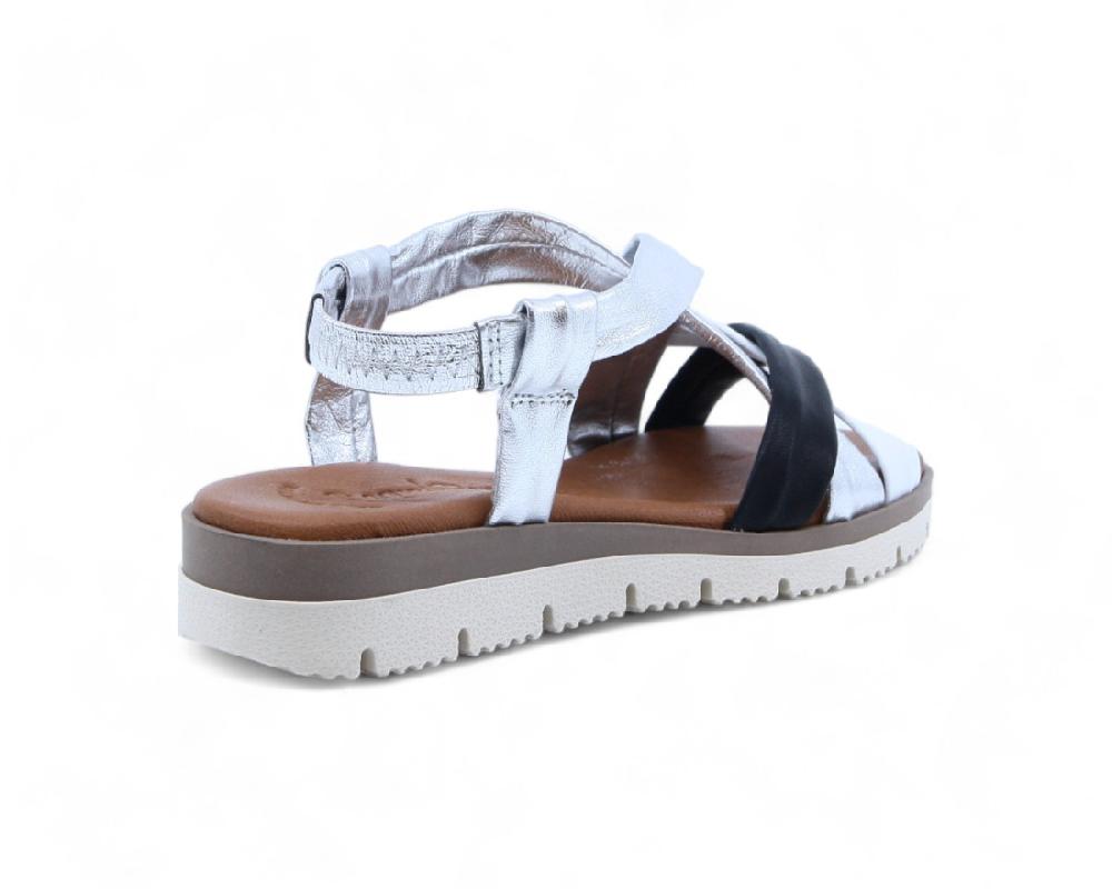 raquel perez Sandalia Finisterre Plata Blanco Negro Mujer Superdescuento