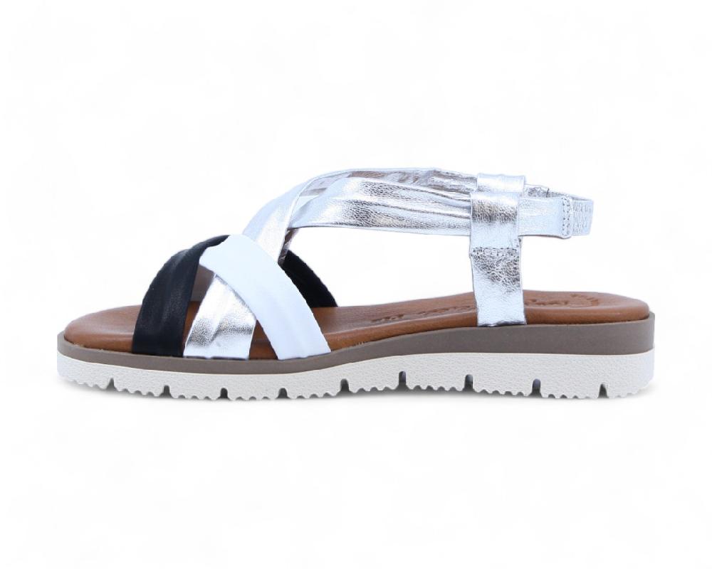 raquel perez Sandalia Finisterre Plata Blanco Negro Mujer Superdescuento