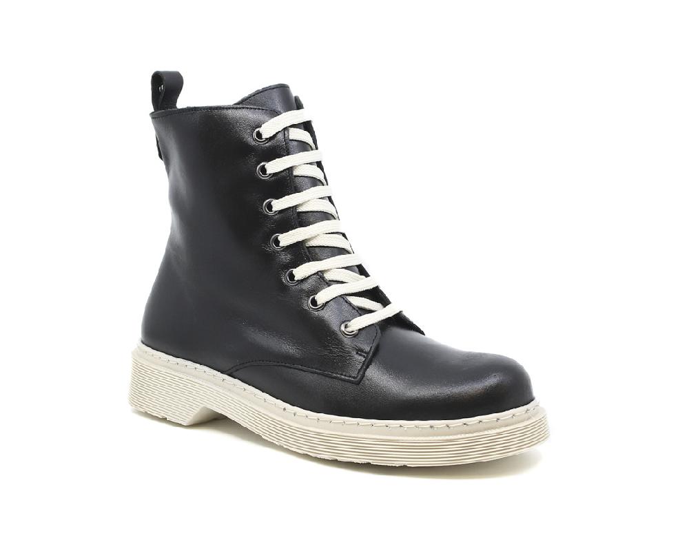 raquel perez Bota Militar Asti Negro Beige Mujer Outlet