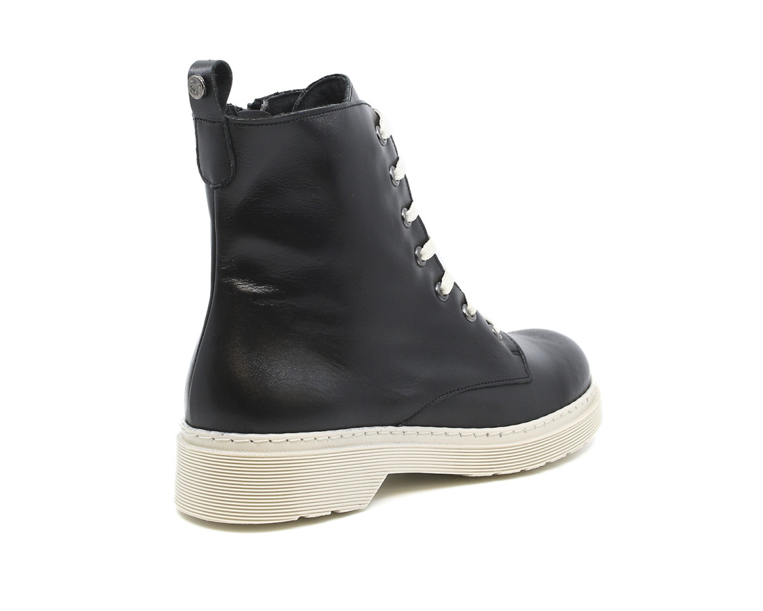 raquel perez Bota Militar Asti Negro Beige Mujer Outlet