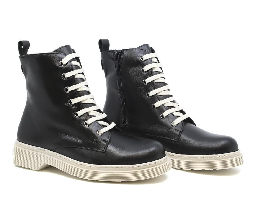 raquel perez Bota Militar Asti Negro Beige Mujer Outlet