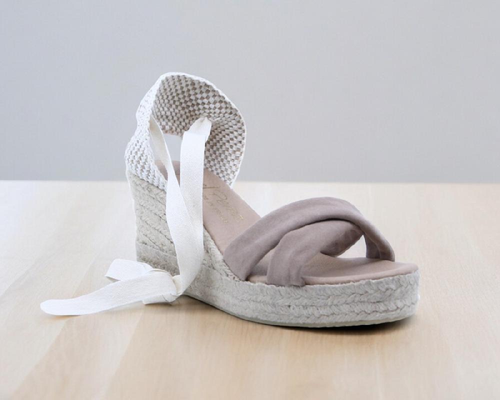 raquel perez Sandalia Cuña Esparto Hannover Taupe Mujer Outlet online