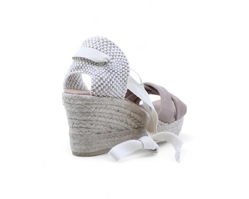 raquel perez Sandalia Cuña Esparto Hannover Taupe Mujer Outlet online