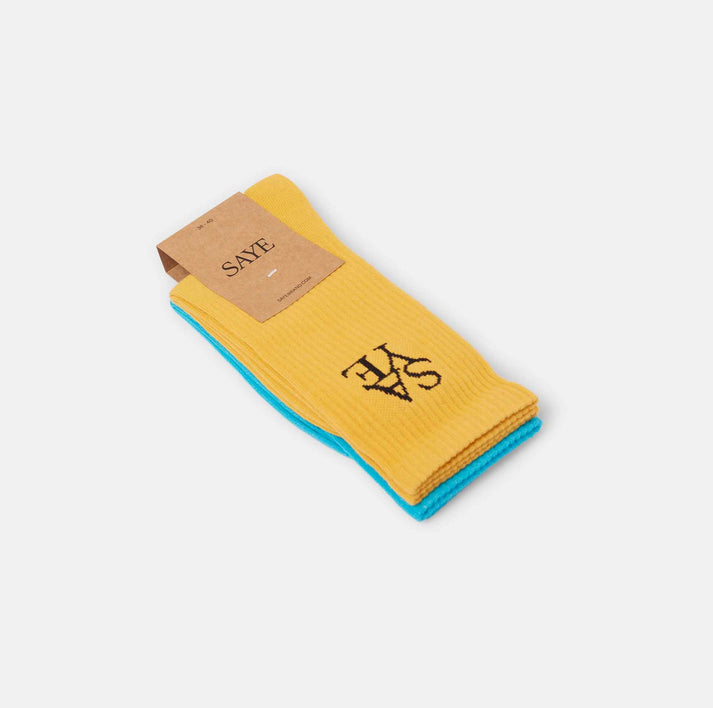 saye Crew Everyday Socks - Blue & Mustard En línea