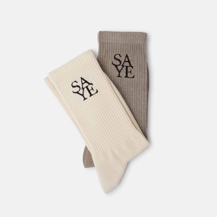 saye Crew Everyday Socks - Offwhite & Grey En oferta