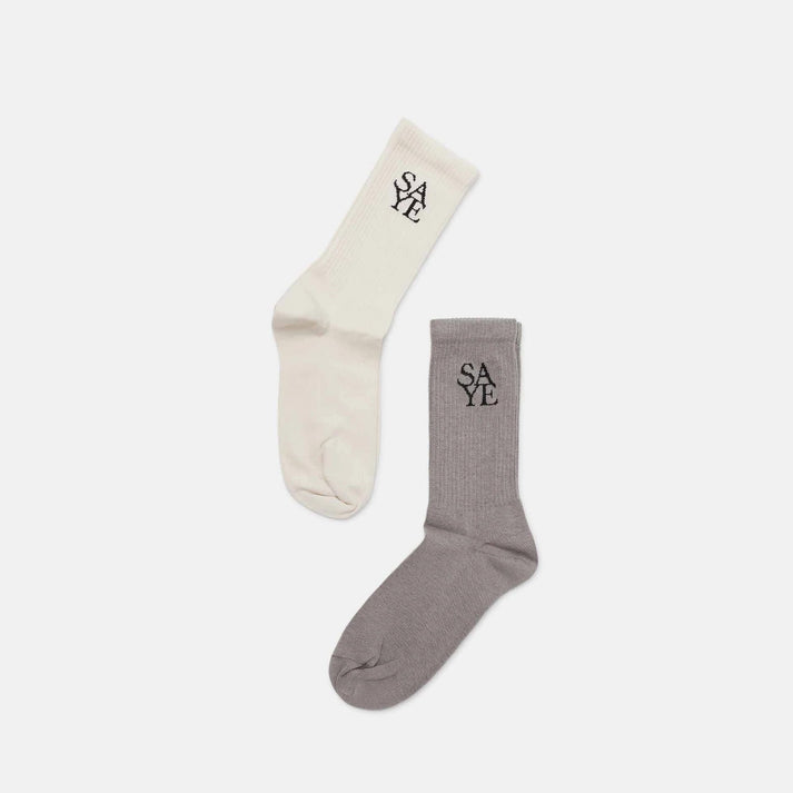 saye Crew Everyday Socks - Offwhite & Grey En oferta