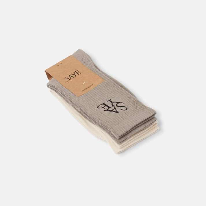 saye Crew Everyday Socks - Offwhite & Grey En oferta