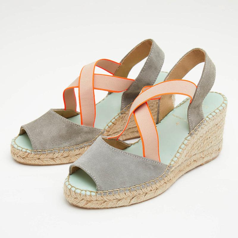 star love alpargata cuña mujer HATYSA121 NIQUEL/CORAL elásticos fluor En oferta