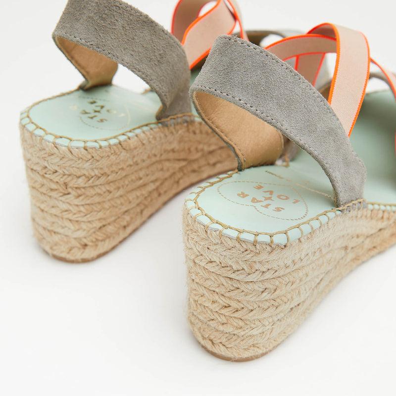 star love alpargata cuña mujer HATYSA121 NIQUEL/CORAL elásticos fluor En oferta