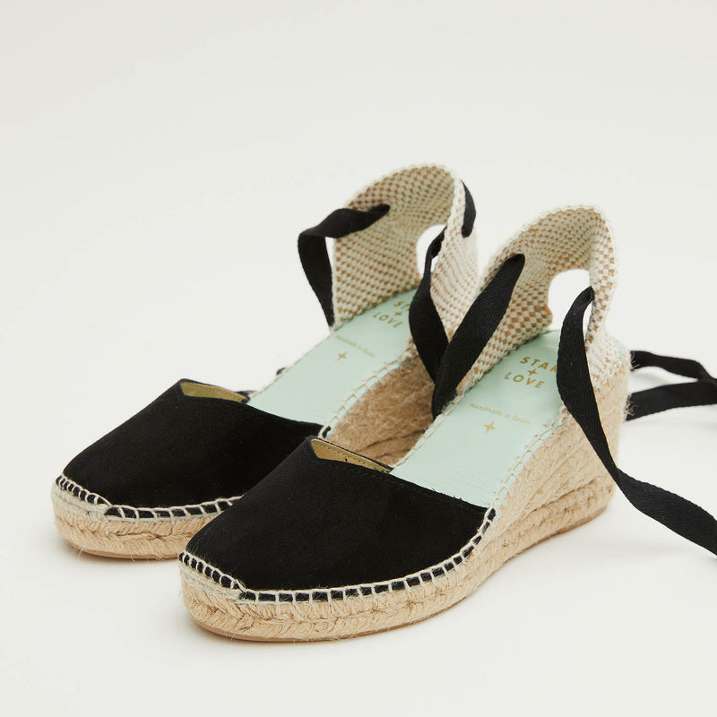 star love alpargata cuña mujer COLUMBA NEGRO cintas Descuento por venta flash
