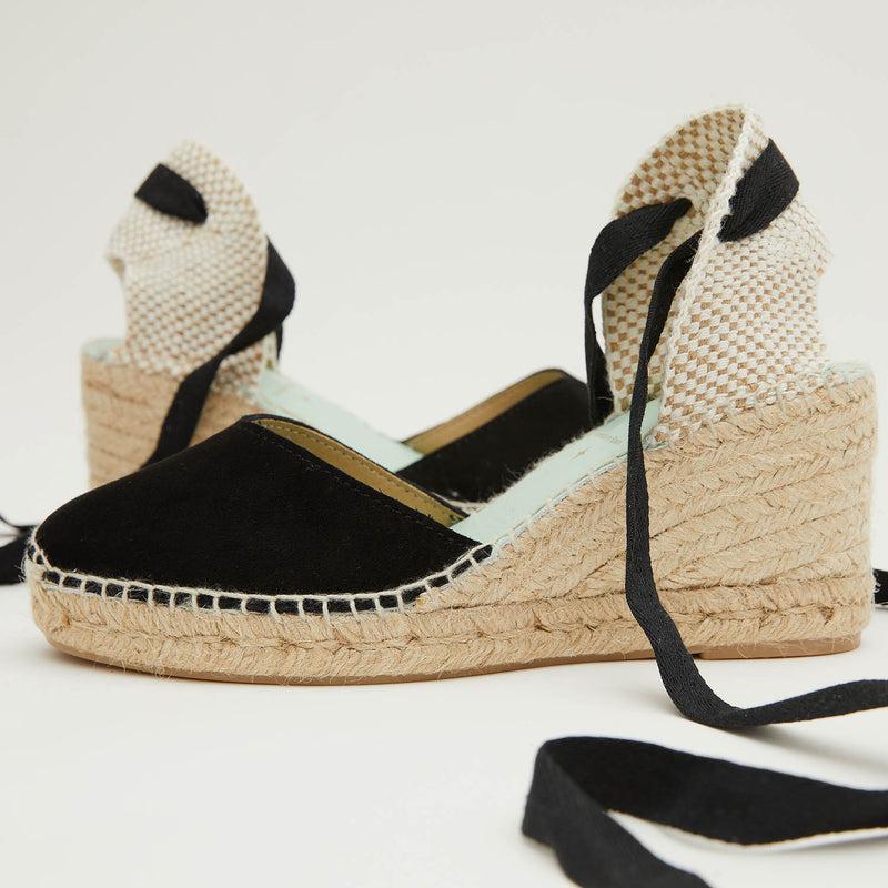 star love alpargata cuña mujer COLUMBA NEGRO cintas Descuento por venta flash