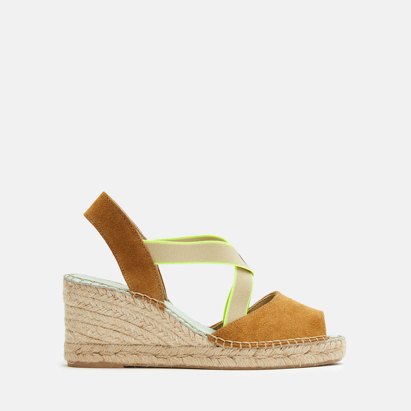 star love alpargata cuña mujer HATYSA121 CANELA/AMARILLO elasticos fluor Ofertas de temporada