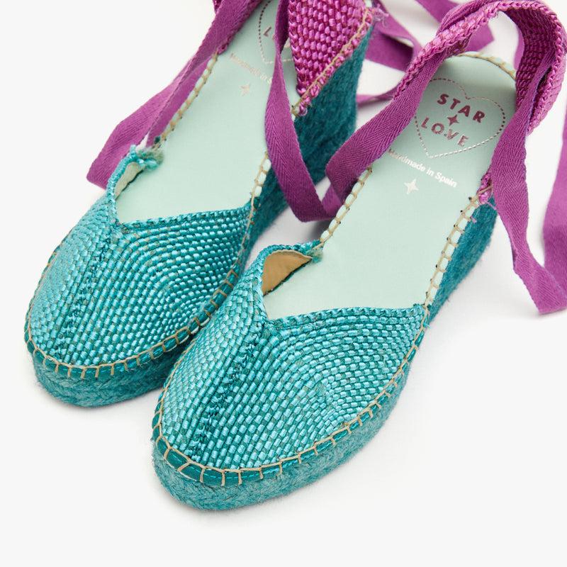 star love Alpargatas verdes con lazo morado | Beta COMPRAR AHORA