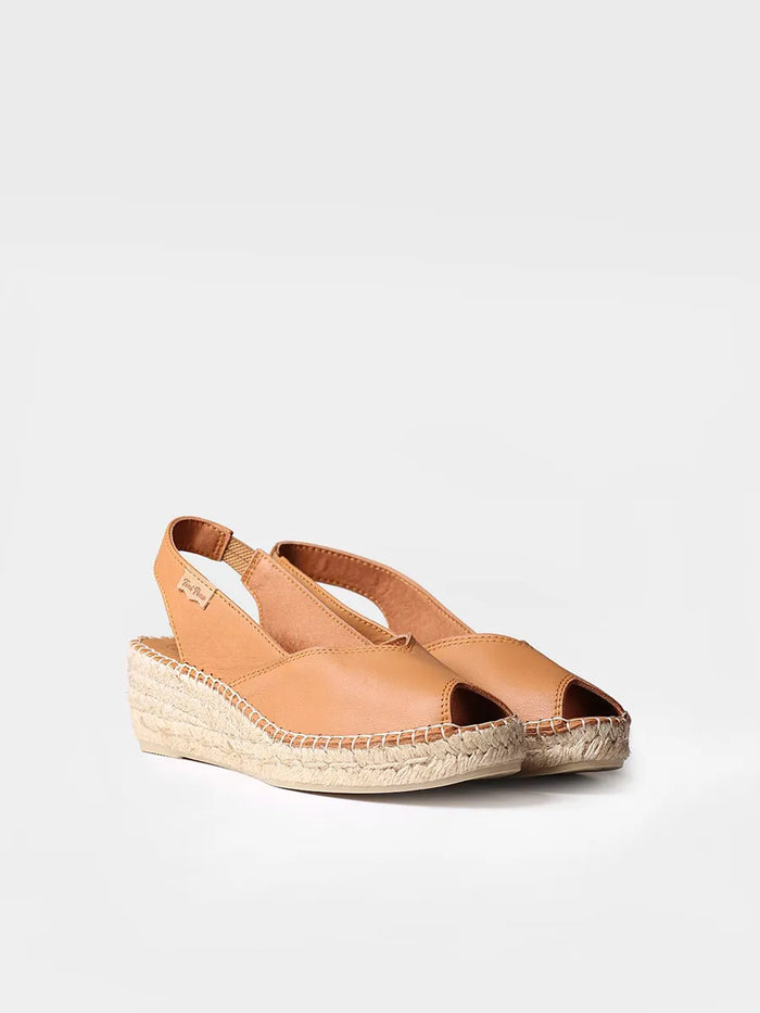 toni pons BERNIA-P - Alpargata peep toe de mujer con cuña en piel | BERNIA-P Grandes ahorros