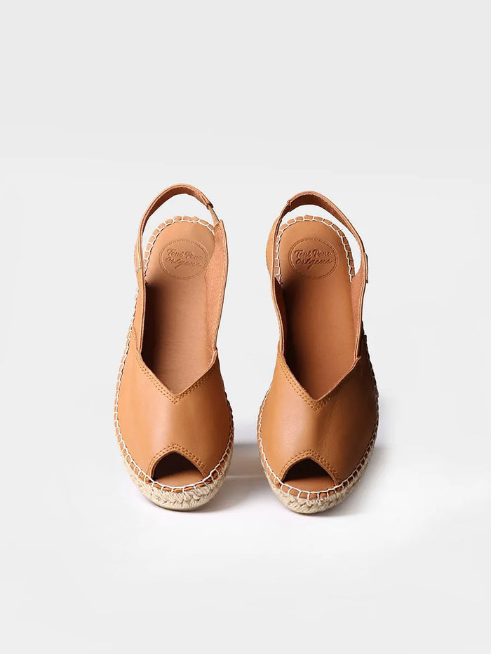 toni pons BERNIA-P - Alpargata peep toe de mujer con cuña en piel | BERNIA-P Grandes ahorros