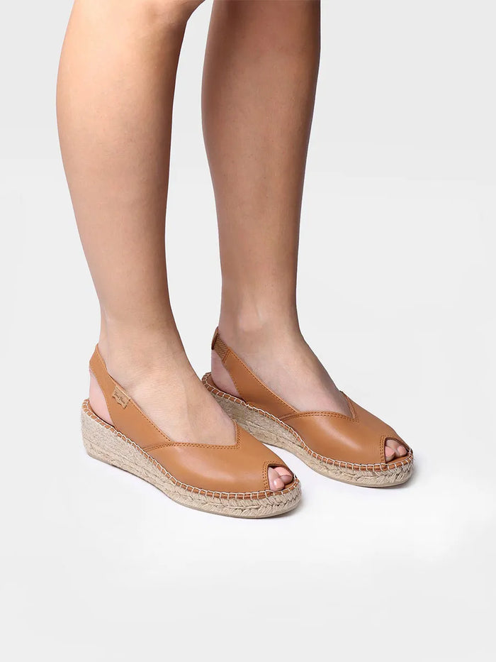 toni pons BERNIA-P - Alpargata peep toe de mujer con cuña en piel | BERNIA-P Grandes ahorros