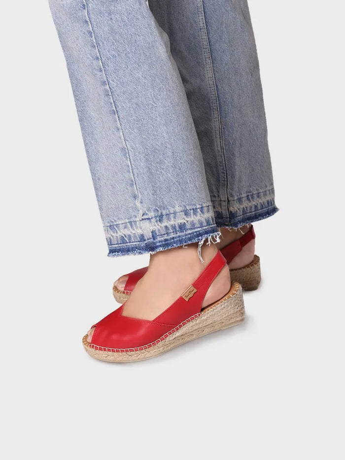 toni pons BERNIA-P - Alpargata peep toe de mujer con cuña en piel | BERNIA-P Devoluciones gratuitas