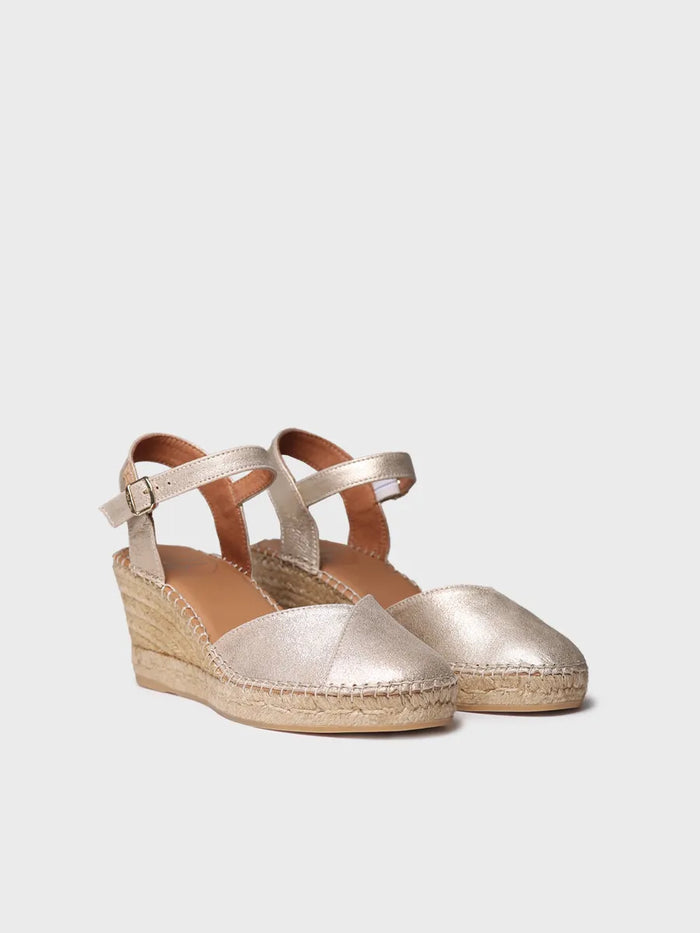 toni pons BIANCA-AS - Alpargata de mujer en piel con cuña en color champagne | BIANCA-AS Mejor oferta